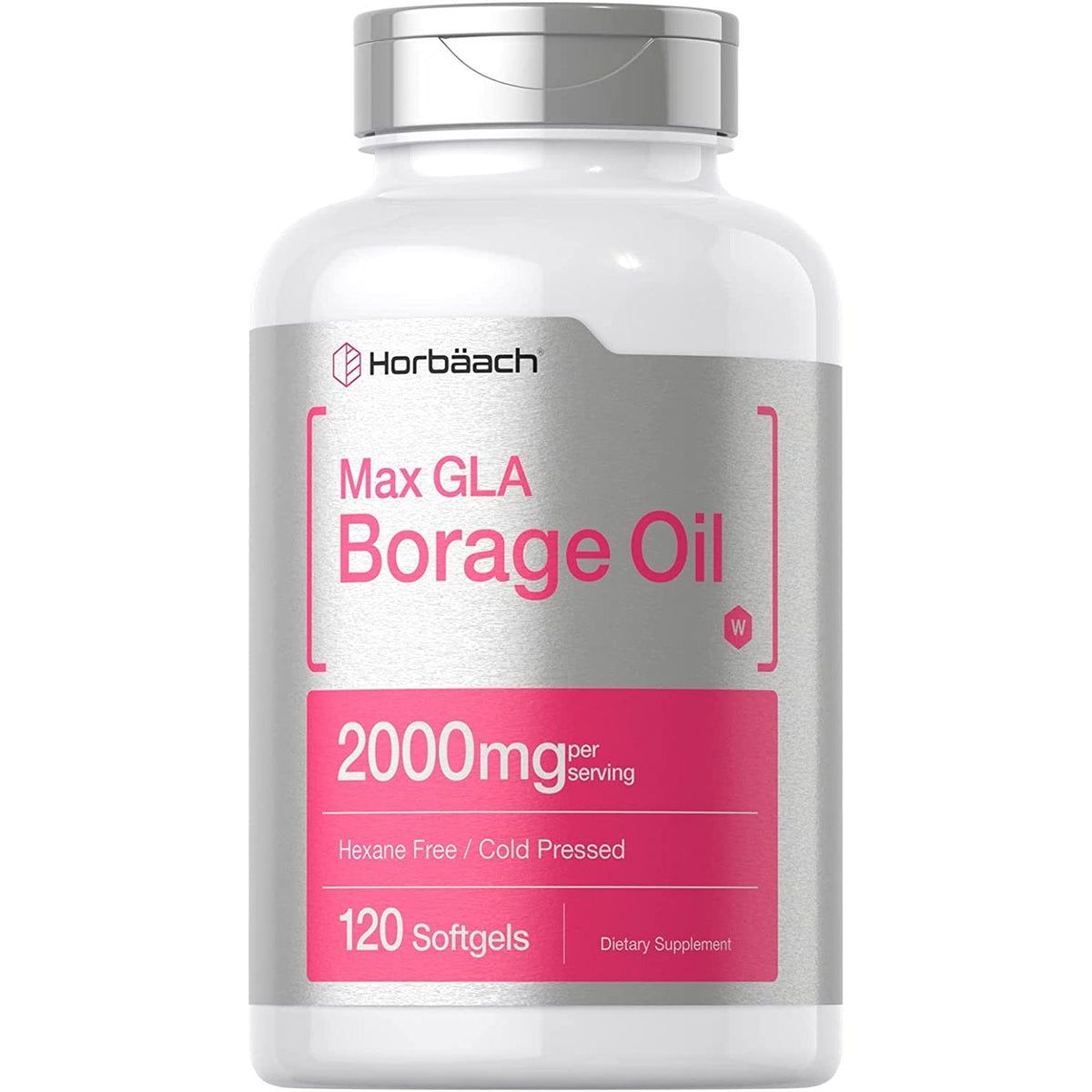 Horbäach Borage Oil Capsules 2000 Mg | 120 Softgels | 320Mg of GLA | Cold Pressed Seed Oil Supplement