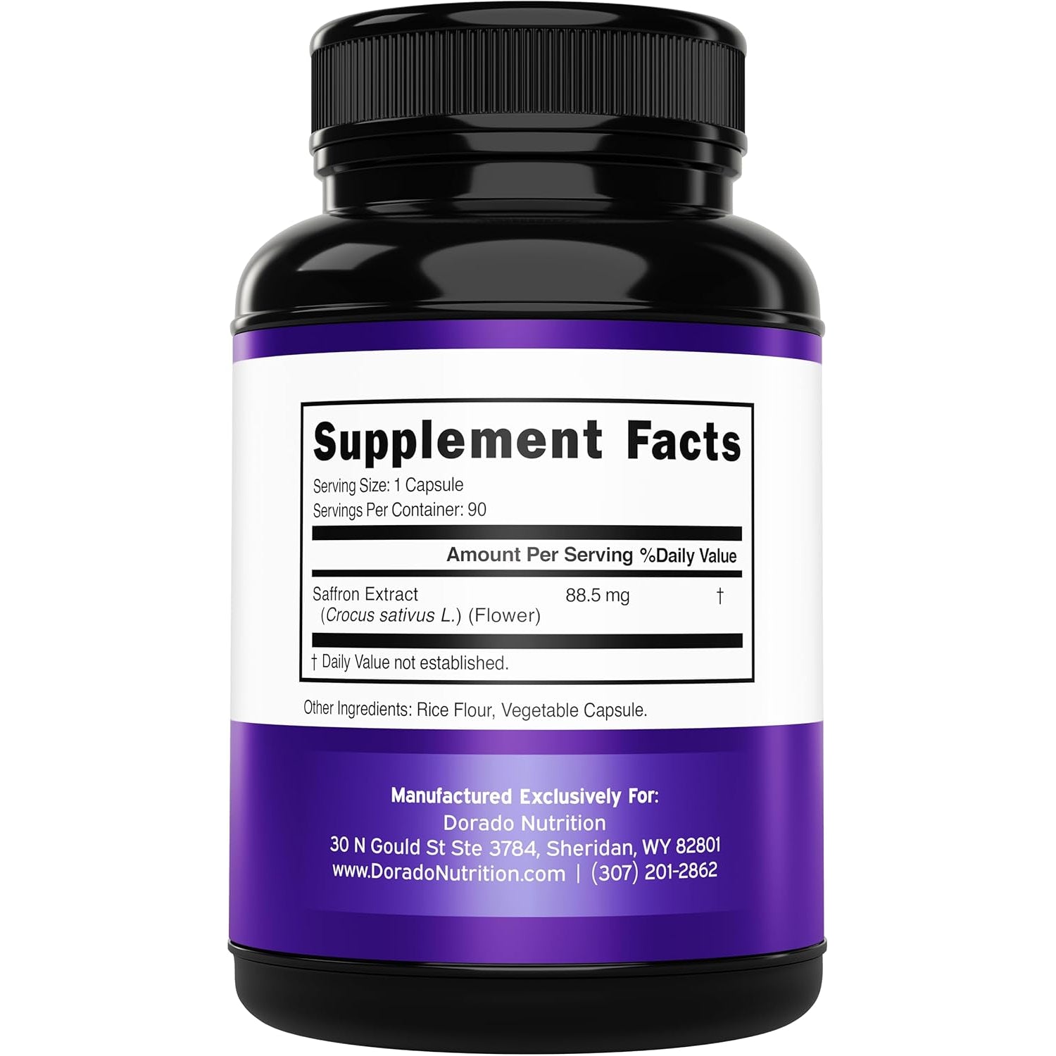 Saffron Supplements for Mood, Energy & Vision Support (3 Month Supply) Pure Saffron Extract 88.5Mg per Serving - Vegan Safe, Gluten Free, Third Party Tested & Non GMO - USA Made (90 Veggie Capsules)