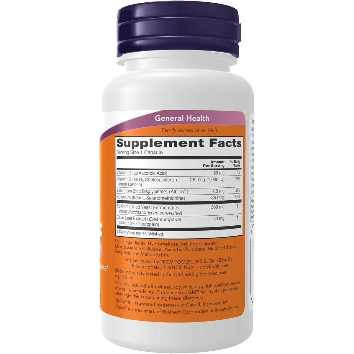 NOW Foods Supplements, Epicor® plus Immunity with Vitamin C, Healthy Immune Support*, 60 Veg Capsules