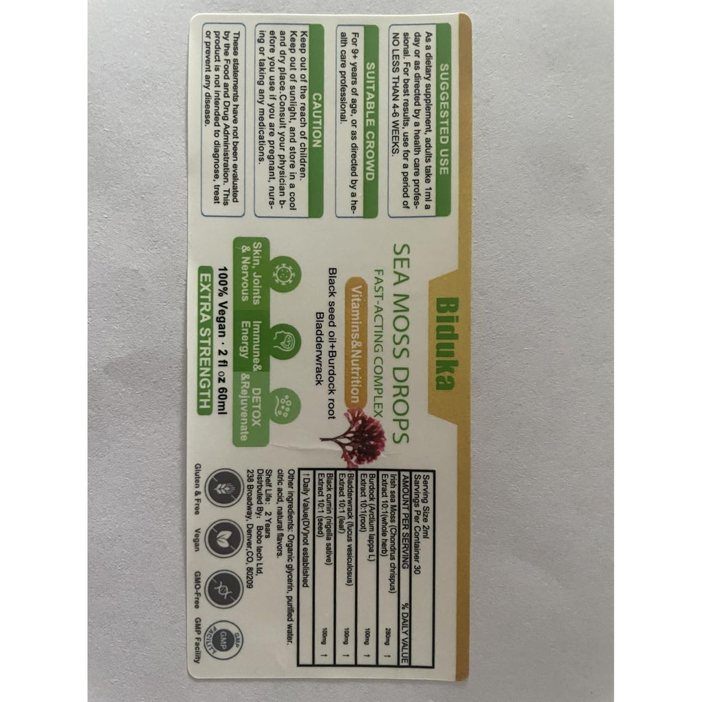 Irish Sea Moss Drops with Black Seed Oil, Bladderwrack, Burdock Root, Bromelain, Vitamin C and Zinc, Multimineral Liquid Seamoss Supplement for Immune, Joint, Digestion, Aging Support