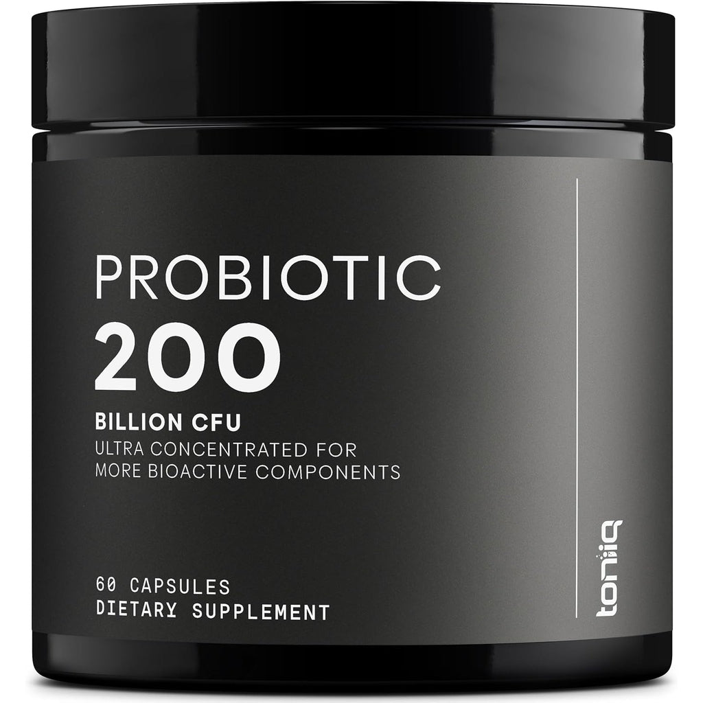 Toniiq 200 Billion CFU Probiotic Supplement 30 Verified Third-Party Tested Strains - Fully Shelf-Stable Probiotics Formula with Prebiotic Blend - Extended Release Capsules