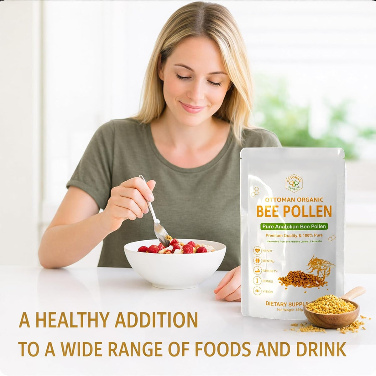 Bee Pollen – USDA & EU Organic Certified, Halal, ISO 22000 & GMP | 100% Pure Superfood, Rich in Vitamins & Minerals | Non-Gmo, Additive-Free (1 Pound (Pack of 1))