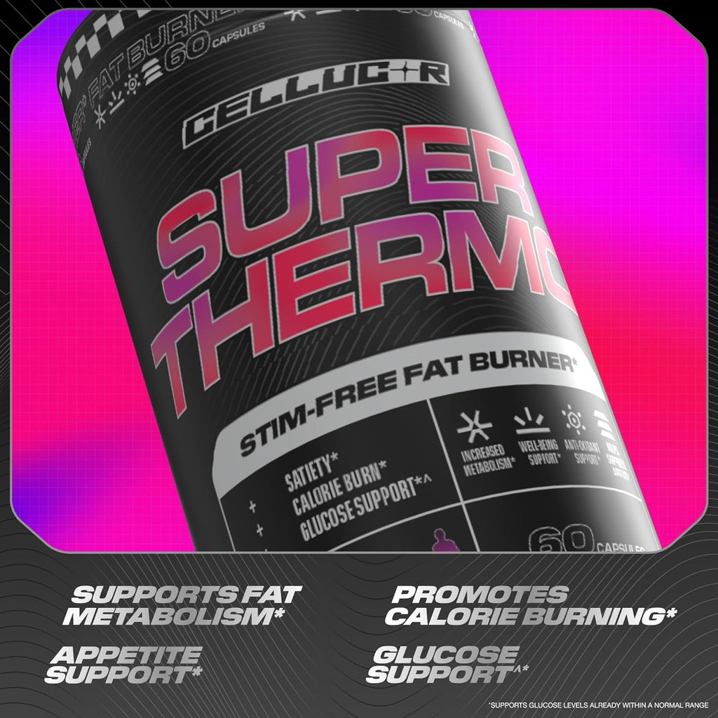 Cellucor Super Thermo™ Stim-Free Fat Burner | Thermogenic, Appetite, and Glucose Support | 60 Capsules