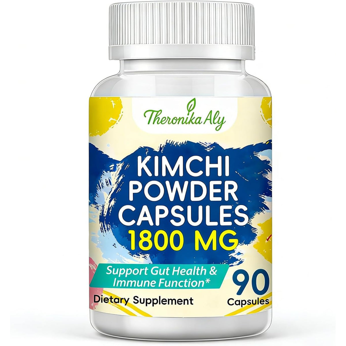 Kimchi Probiotic Capsules, Fermented Kimchi Powder with 10 Billion CFU Probiotics & Prebiotic Inulin, Gut Health & Digestive Support, Fermented Vegetable Superfood Supplement, 90 Vegan Capsules