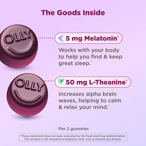 OLLY Extra Strength Sleep Gummy 5 Mg Melatonin, L-Theanine, Chamomile, Lemon Balm Extracts, Sleep Aid, Blackberry Flavor - 90 Count