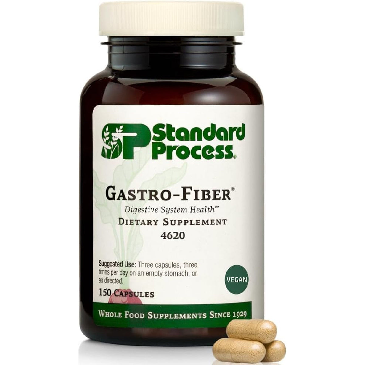 Standard Process Gastro-Fiber - Prebiotic Supplement for Digestive Health - Supports Gut Health with Apple Pectin - Maintains Immune Response - Vegan & Non-Soy - 150 Capsules (50 Servings)
