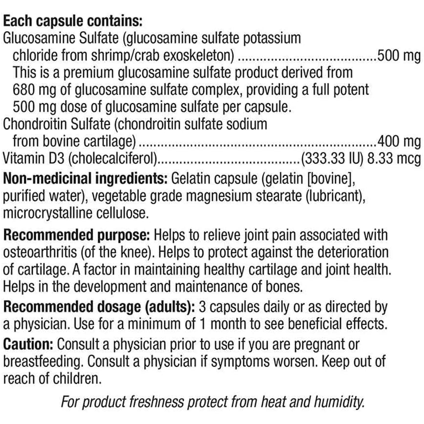 Webber Naturals Glucosamine Chondroitin with Vitamin D3, Extra Strength, 500/400 Mg, Premium Formula, 300 Easy Swallow Capsules