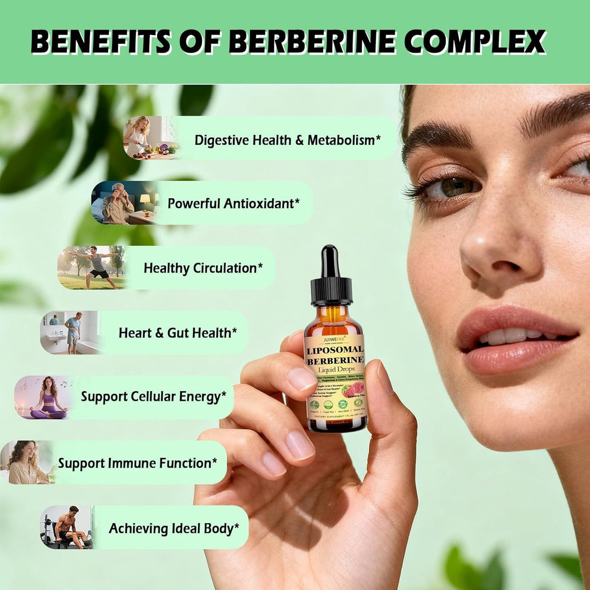 Liposomal Berberine Liquid Drops, 14-In-1 Berberine HCL with Ceylon Cinnamon Chromium Picolinate Magnesium Bitter Melon Milk Thistles | Organic Berberine Complex for Blood Sugar Liver Heart Metabolic