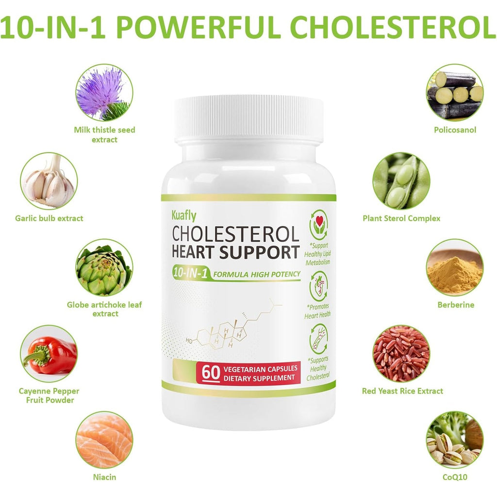 Cholesterol Lowering Supplements & Heart Support with Plant Sterols, Niacin, Red Yeast Rice, Cholesterol Supplements Support Normal Cholesterol Levels 60 Capsules