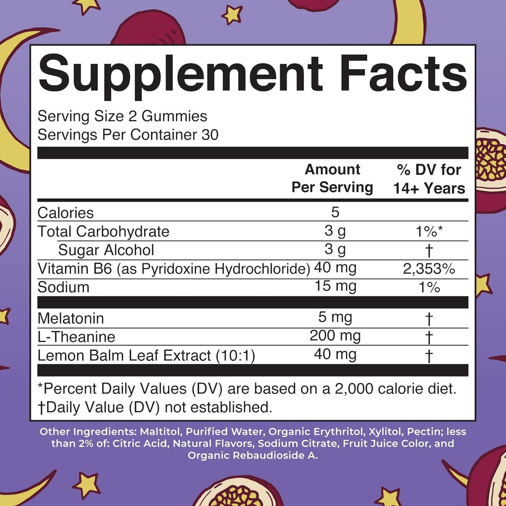 MARYRUTH'S Melatonin 5Mg Sleep Gummy with L-Theanine | Lemon Balm | Vitamin B6 | Sugar-Free | Relaxation | Vegan | Non-Gmo | Gluten Free | 60 Count