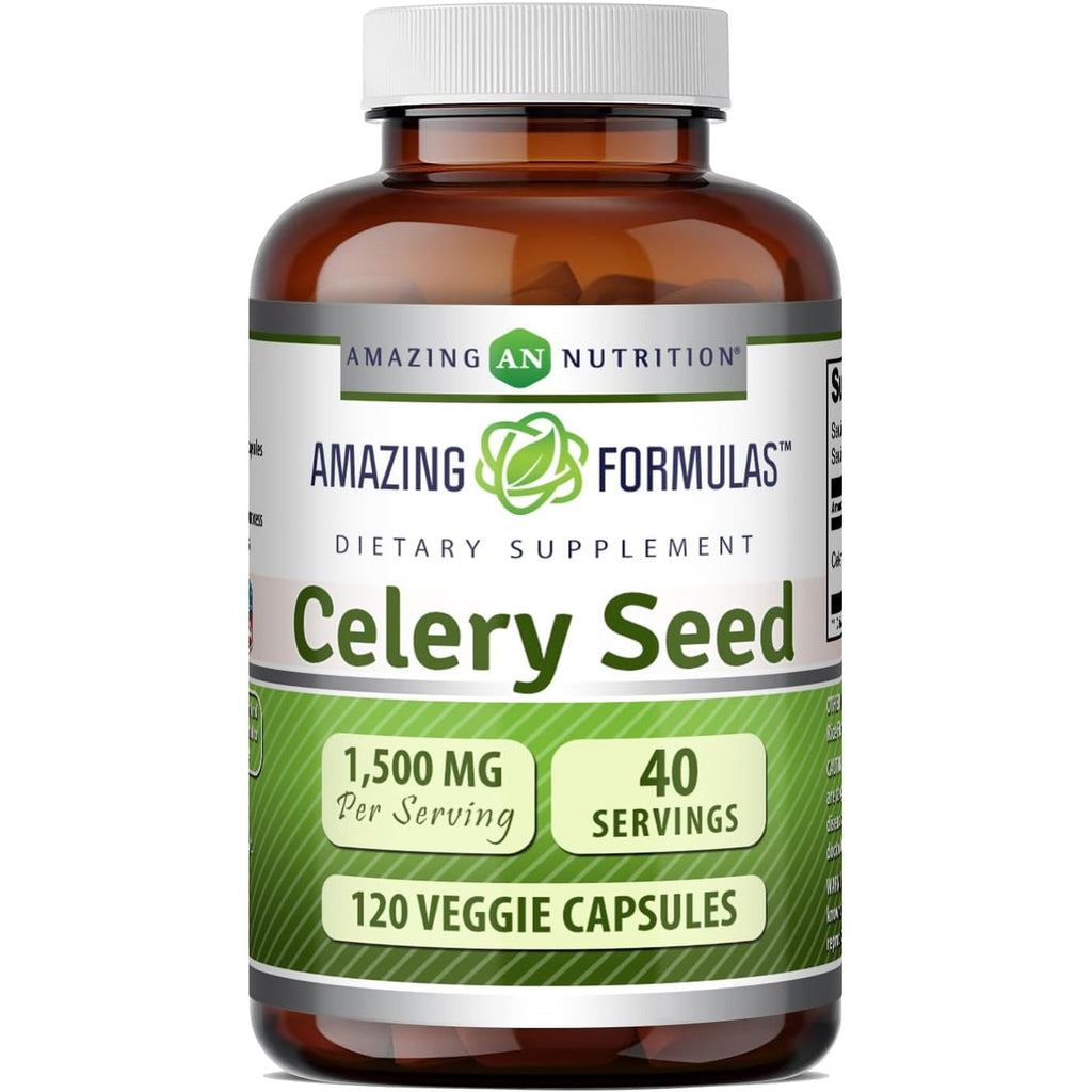 Amazing Formulas Celery Seed Extract Supplement | 1500 Mg per Serving | 120 Veggie Capsules | Non-Gmo | Gluten-Free | Made in USA
