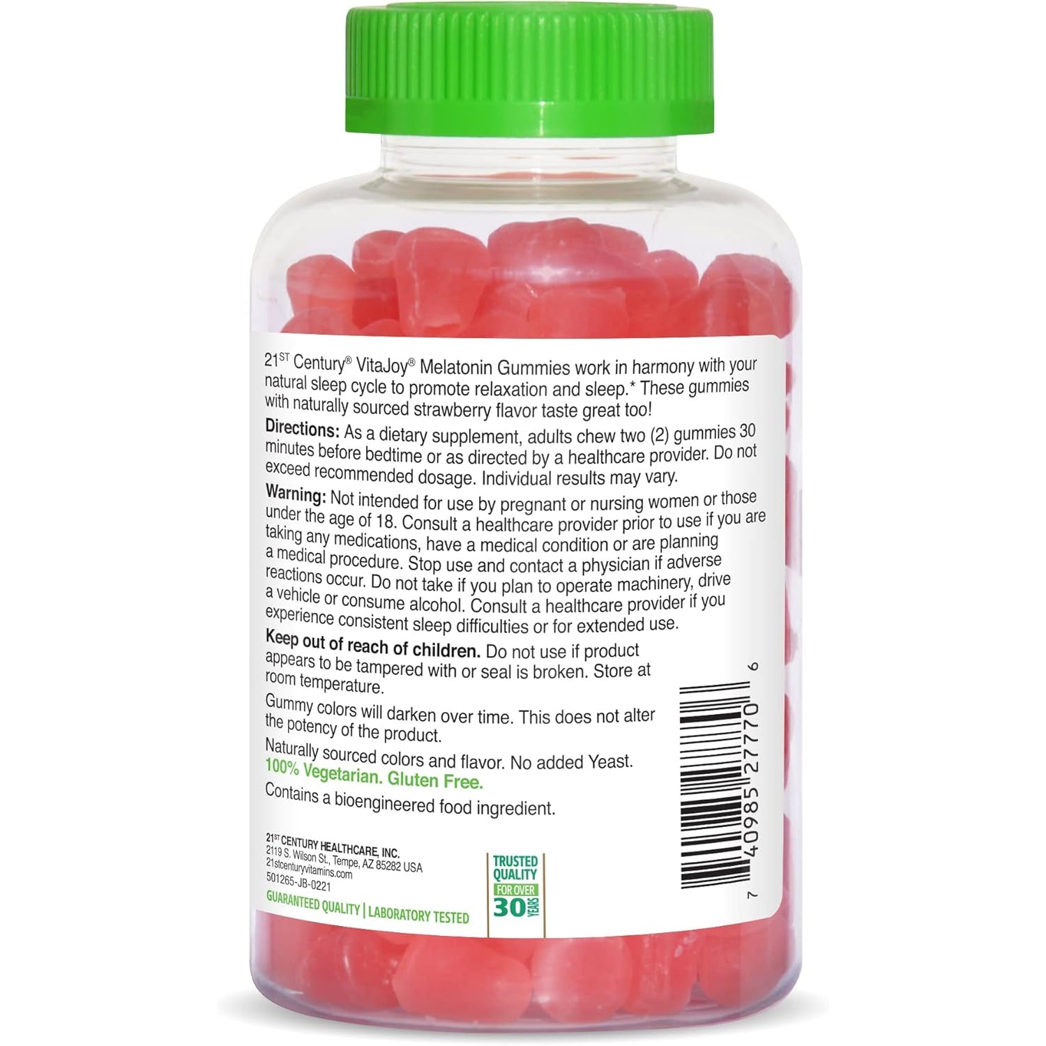 21St Century Vitajoy Melatonin 5Mg Gummies (120 Count), Strawberry Flavor Chewable Sleep Aid for Adults, Promotes Relaxation and Restful Sleep, Non-Habit Forming, Gluten-Free