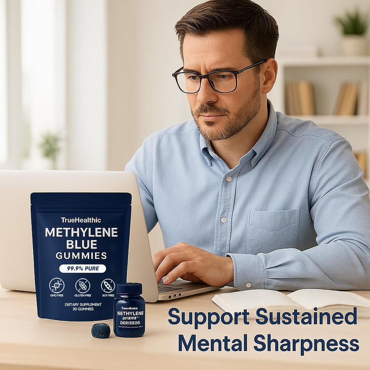 Methylene Blue Gummies - 99.9% Pure, 5Mg per Gummy, Supports Sustained Energy, Mental Clarity, Reduces Brain Fog & Improves Focus, Mood Enhancement - 30 Gummies (2)