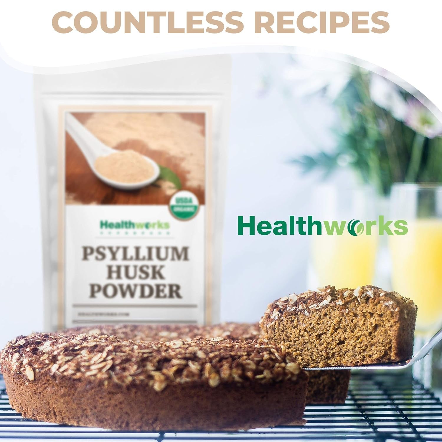 Healthworks Superfoods Organic Psyllium Husk Powder - 32 Oz / 2 Lbs - Raw - Certified Organic - Finely Ground Powder from India - Keto, Vegan & Non-Gmo - Fiber Support