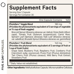 Codeage Instantfood Five a Day – Fruits & Vegetables Capsule Supplement – Whole Food Phytonutrients – 15 Fruits and Veggies Blend - Vegan, Non-Gmo – 30 Capsules