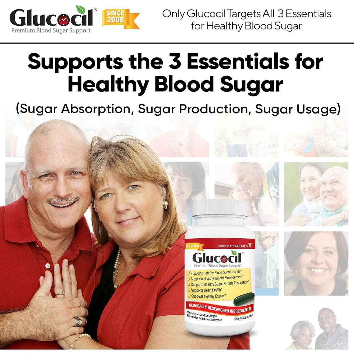 Glucocil – Softgels - Premium Blood Sugar Support - over 2 Million Bottles Sold - Supports the 3 Essentials for Healthy Blood Sugar - since 2008, with Berberine, Proprietary Mulberry Leaf, and More