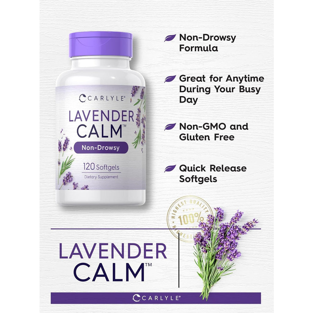 Carlyle Lavender Pills | 80 Mg | 120 Softgel Capsules | Calm & Non-Drowsy Formula | Non-Gmo & Gluten Free Supplement