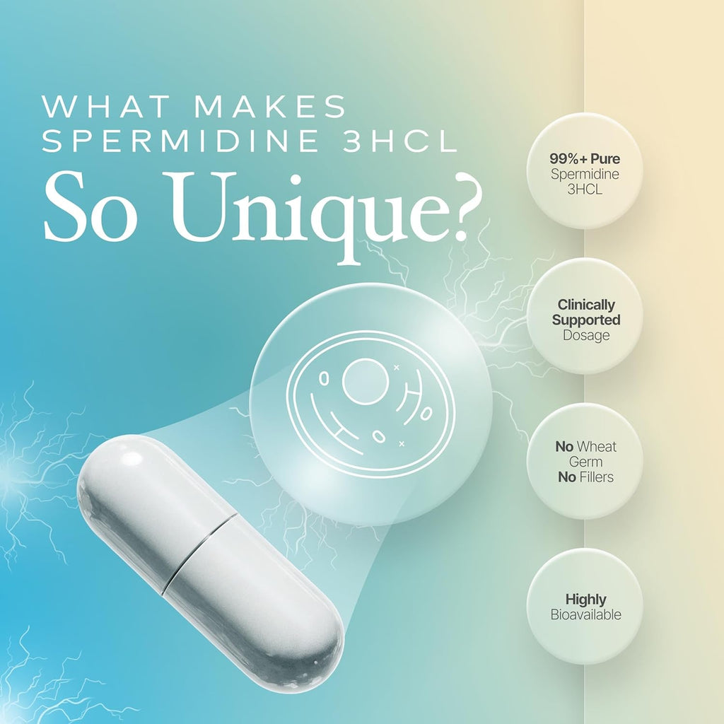 Prime Powders Spermidine Capsules Gluten Free 99% Concentration 100X More Potent than Wheat Germ Extract for Anti-Aging DNA Telomere Support
