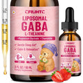 Liposomal GABA L-Theanine Drops for Kids - Liquid GABA Supplement with Magnesium, Chamomile, Lemon Balm & Vitamin B6 - Support Relaxation, Focus & Stress Relief for Kids & Adults - Strawberry Flavor