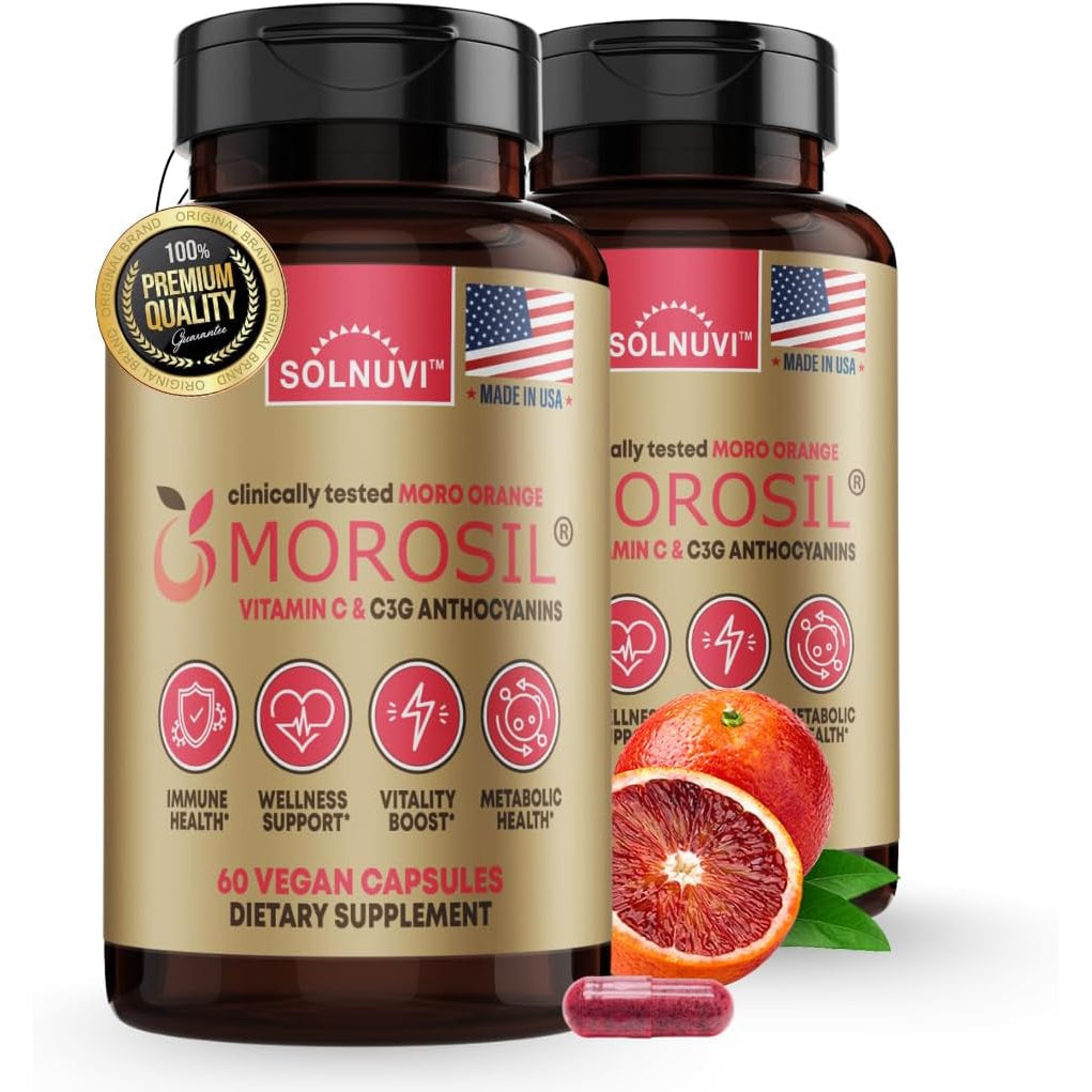 Morosil Clinically Tested C3G Supplement - Metabolism, Antioxidant, Wellness Support for Men & Women - 400Mg Moro Red Orange Extract - 60 Veggie Capsules - Non-Gmo, Gluten-Free, Vegan-Friendly