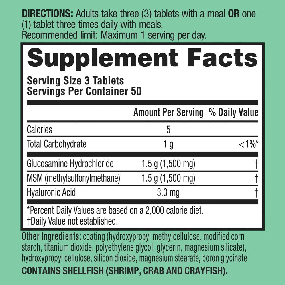 Schiff Glucosamine 1500Mg plus MSM 1500Mg and Hyaluronic Acid, 150 Tablets - Joint Supplement