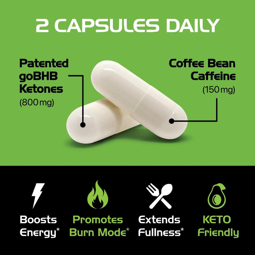 Keto BHB Exogenous Ketones Supplement - BHB Science Keto Diet Pills with Patented Gobhb and Caffeine for Natural Energy Focus Body Sculpting & Ketosis Support - Vegetarian & Non-Gmo (1 Month Supply)