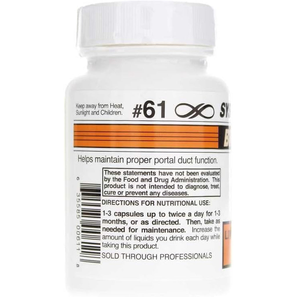Systemic Formulas Lb – Liver/Gall Bladder 60 Capsules Bio Function #61. Liver + Gall Bladder Support, Portal Duct Function Supplement. Contains Red Beet Root Powder.
