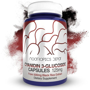 Nootropics Depot Cyanidin 3-Glucoside Capsules | 125Mg | 60 Count | Black Rice Extract | C3G | Oryza Sativa | Metabolic, Vision, & Cognitive Support