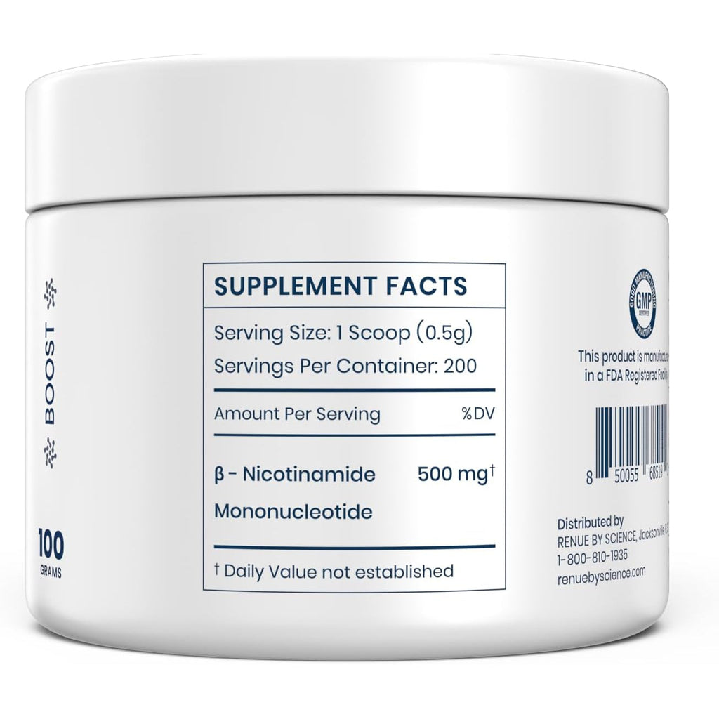 RENUE by Science NMN Powder | 100G Fast Dissolve Powder Supplement | 500Mg Nicotinamide Mononucleotide per Serving | Manufactured in the USA Third-Party Tested