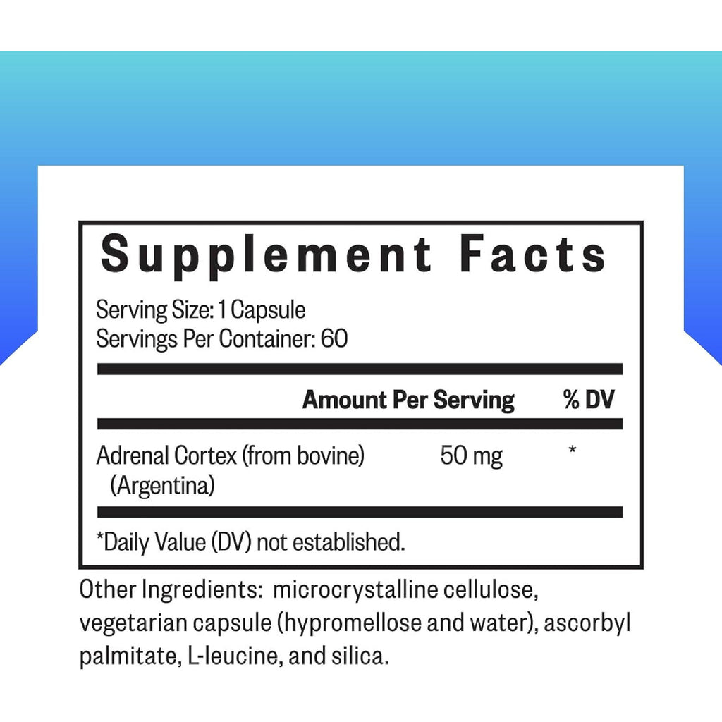 Seeking Health Adrenal Cortex - Adrenal Supplement to Support Healthy Nervous System & Energy - Gluten-Free & Dairy-Free Nervous & Immune System Supplement - 50 Mg, 60 Capsules