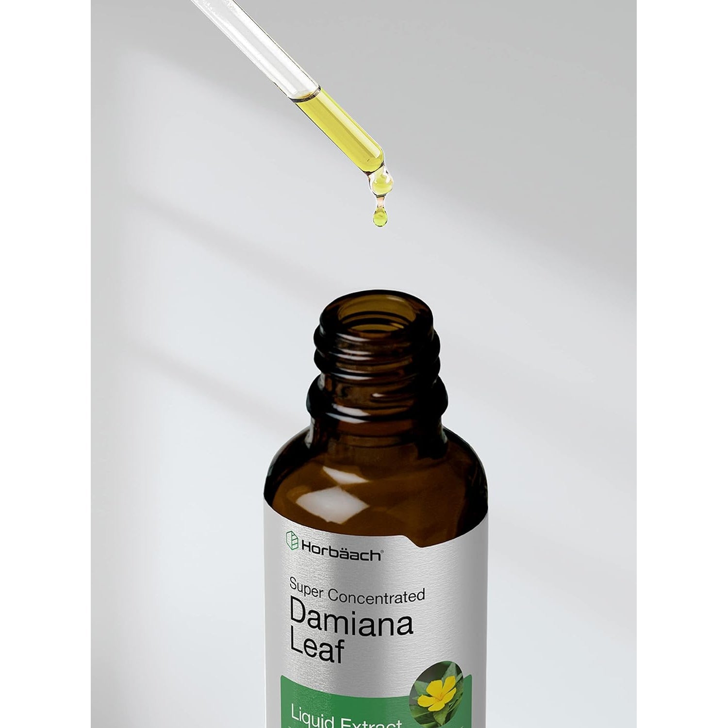 Horbäach Damiana Leaf Herb Tincture | 2 Fl Oz | Super Concentrated | Alcohol Free Liquid Extract | Vegetarian, Non-Gmo & Gluten Free Herbal Supplement