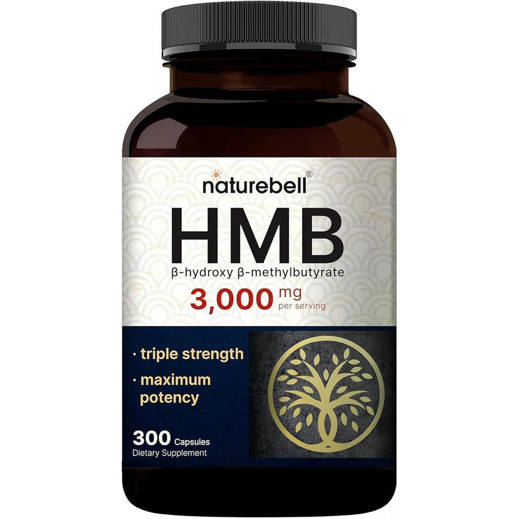 Naturebell HMB 3,000Mg - 300 Capsules - Triple-Strength Supplement for Lean Muscle Mass Support - Aids against Muscle Breakdown in Men & Women* - Non-Gmo & Gluten-Free