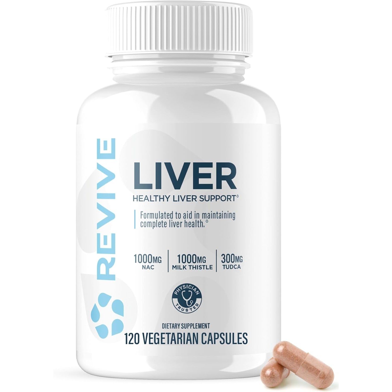 Revive MD Natural Liver Cleanse, Detox & Repair Supplement – Milk Thistle Liver Support Formula Promotes Healthy Liver Function & Helps Reduce Inflammation – 120 Capsules (30 Servings)