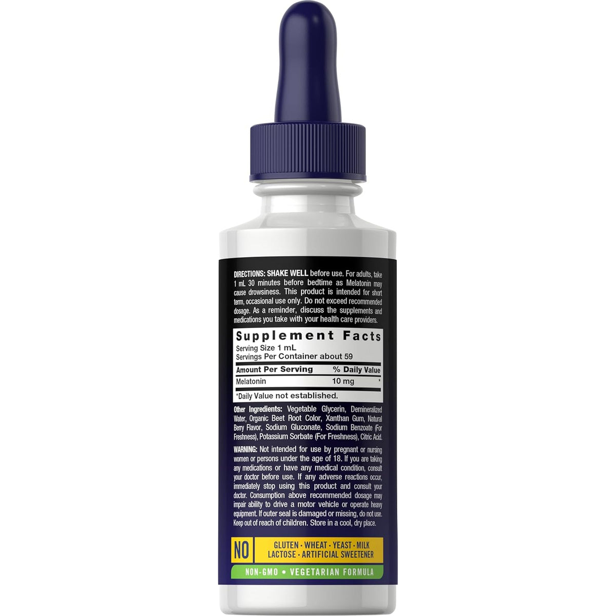 Carlyle Melatonin 10Mg | 2 Fl Oz Liquid Drops | Berry Flavor | for Adults | Non-Gmo, Vegetarian Supplement