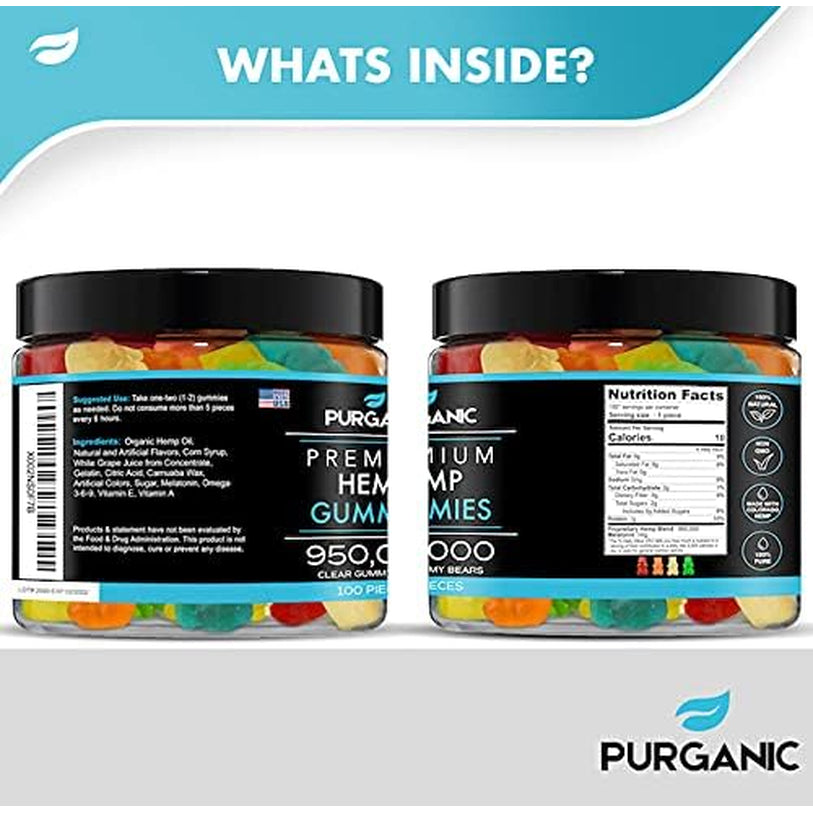 Hemp Gummies – Helps Support Sleep, Peace and Relaxation - High Strength and Support All Natural Tasty Fruit Flavors - Made in USA – 100Ct