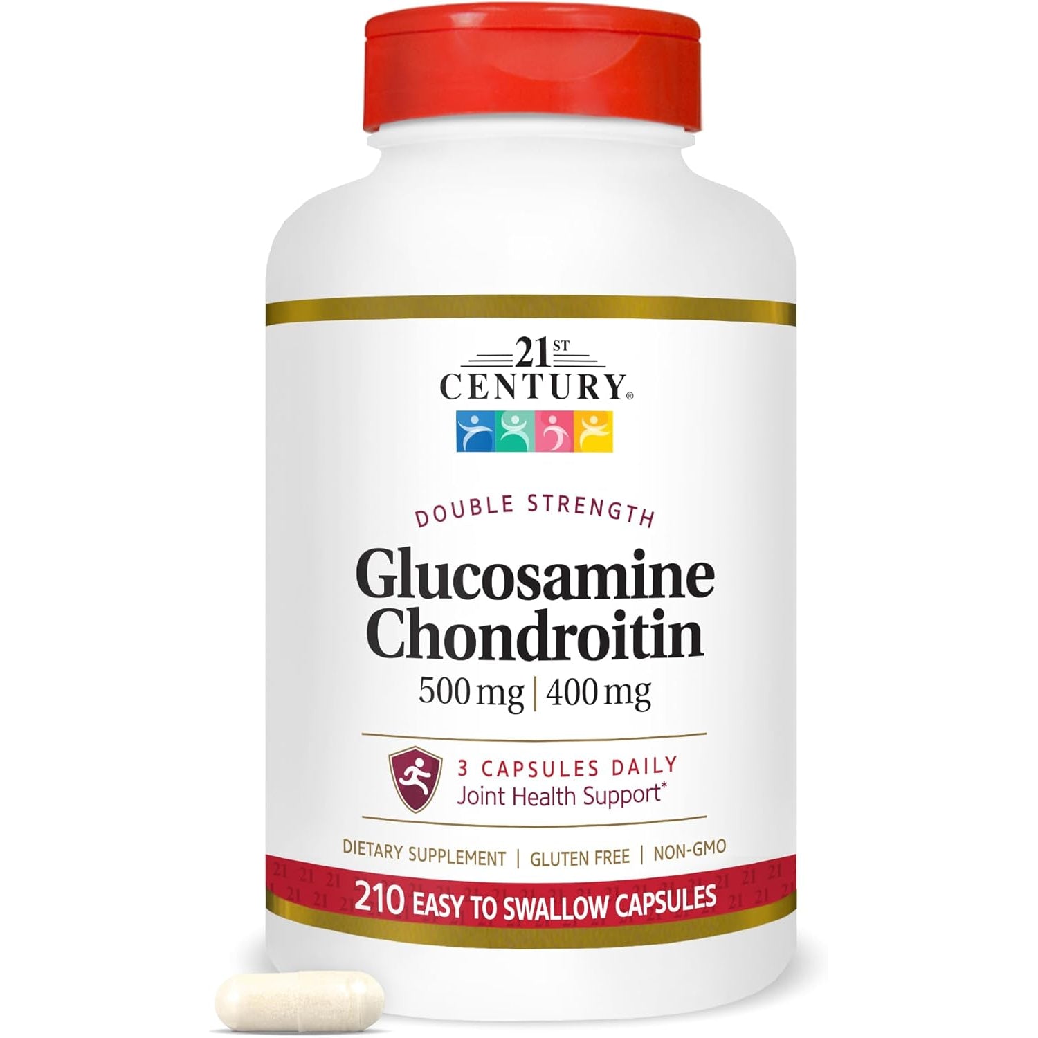 21St Century Double Strength Glucosamine Chondroitin (210 Count), Dietary Supplement for Joint & Cartilage Health, Supports Active Lifestyle, Non-Gmo, Gluten-Free Joint Supplements for Men & Women
