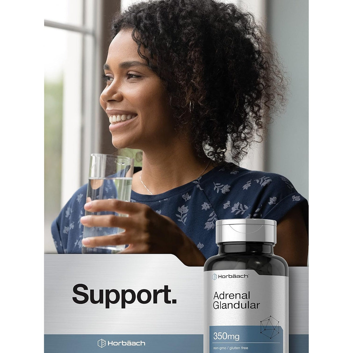 Horbäach Raw Adrenal Glandular | 350 Mg | 90 Capsules | Non-Gmo, Gluten Free Supplement
