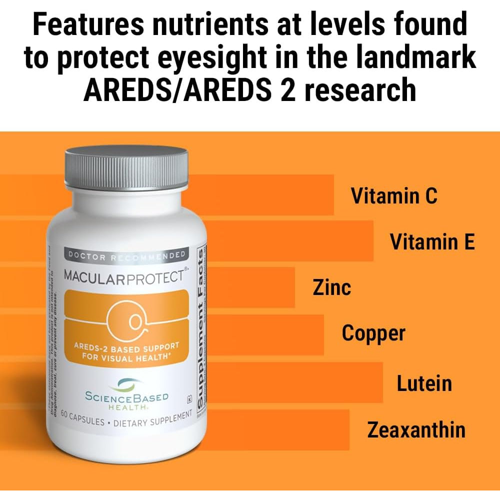 Sciencebased Health Macularprotect AREDS 2 Formula – Eye Health Vitamin & Mineral Supplement with Lutein, Zeaxanthin & B Vitamins for Macular & Vision Support – 60 Capsules