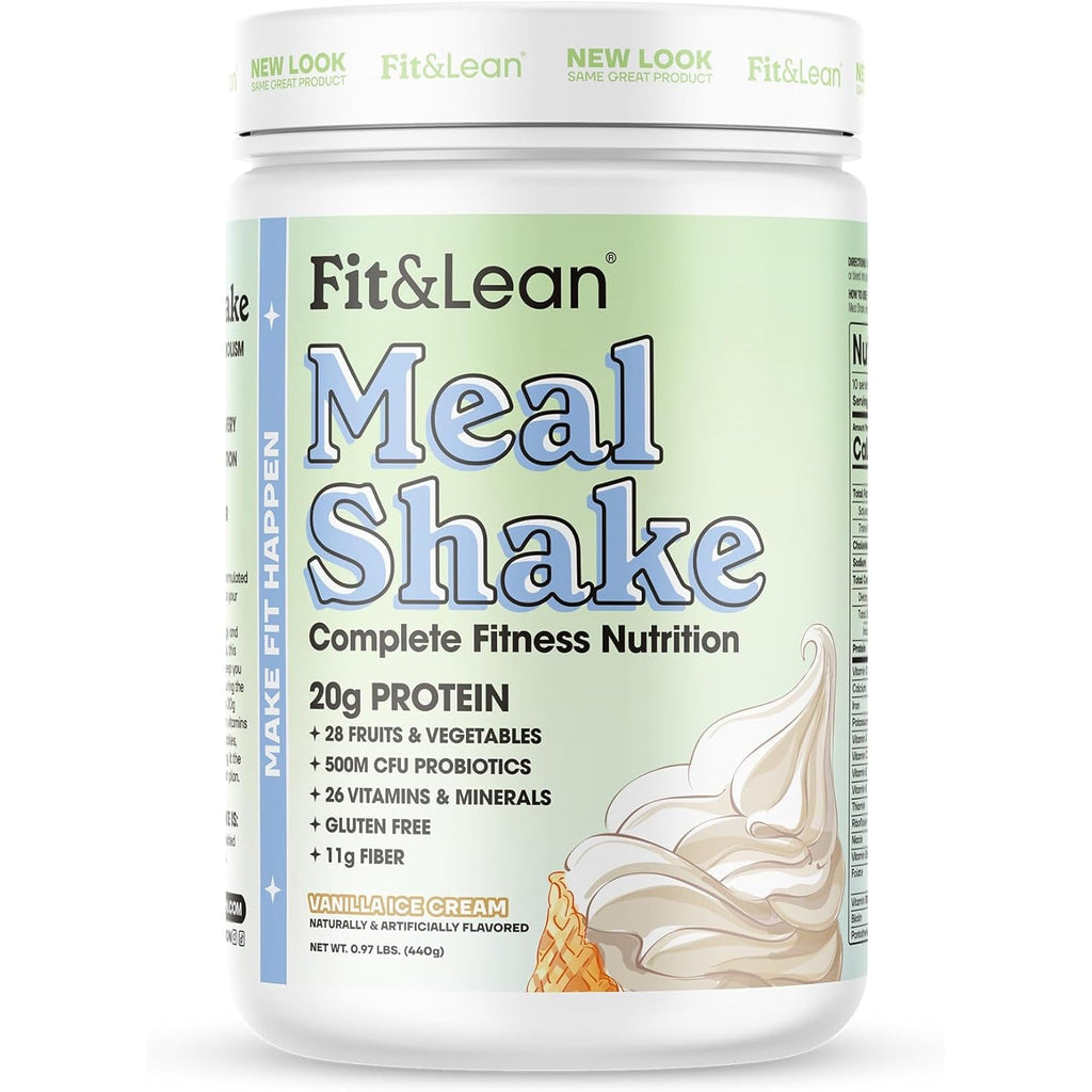 Fit & Lean Meal Shake, Fat Burning Meal Replacement, Protein, Fiber, Probiotics, Vanilla, 1Lb, 10 Servings per Container