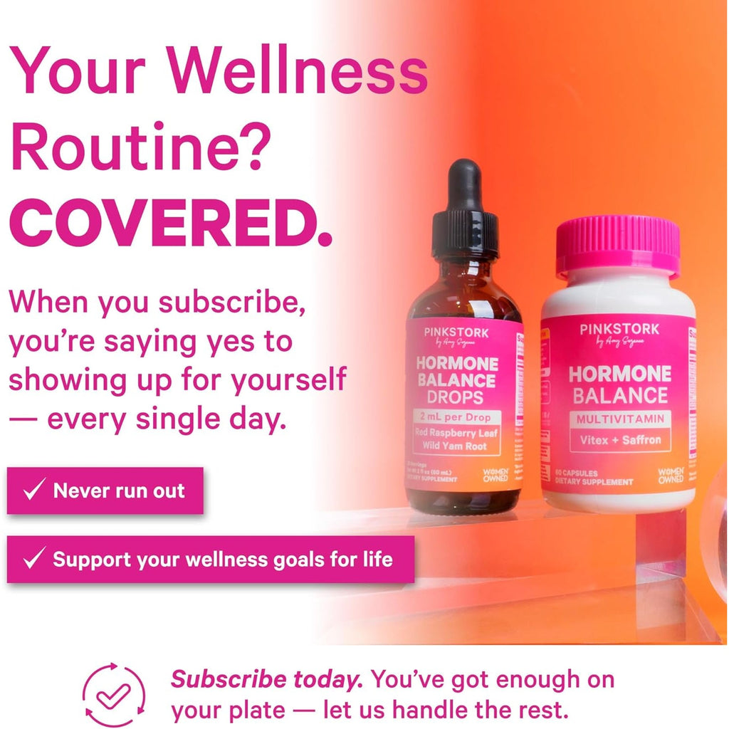 Pink Stork Hormone Balance Multivitamin for Women | 18-In-1 Vitex, Saffron, Ashwagandha, Magnesium | Mood, Energy, Cortisol, Adrenal Support | PMS, Perimenopause Support | 60 Vegan Capsules