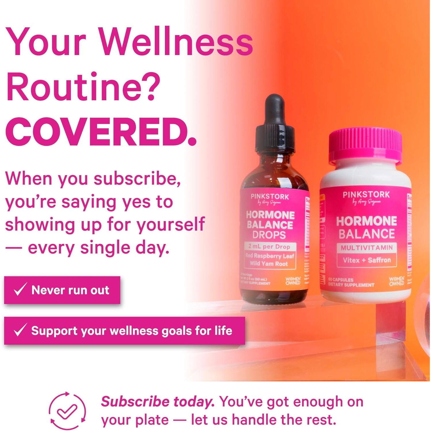 Pink Stork Hormone Balance Multivitamin for Women | 18-In-1 Vitex, Saffron, Ashwagandha, Magnesium | Mood, Energy, Cortisol, Adrenal Support | PMS, Perimenopause Support | 60 Vegan Capsules