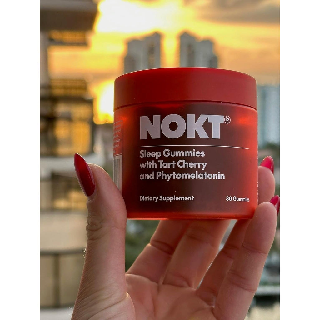 NOKT Sleep Gummies - Tart Cherry & Vegan Melatonin, Sugar-Free, Gluten-Free, Nutritional Supplement, 30 Gummies, Tart Cherry Flavor, Gummy Form, Deep Restorative Sleep Support