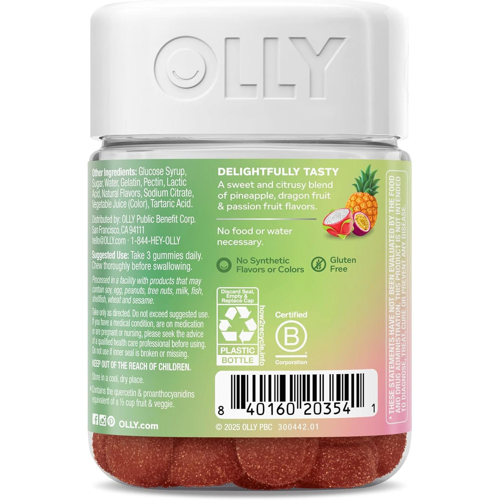 OLLY Supergood Superfoods Gummies, Supports Immune System & Digestive Health,* 15 Superfoods, Prebiotics, Vitamin C, Tropical Bliss Flavor, 20 Day Supply - 60 Count