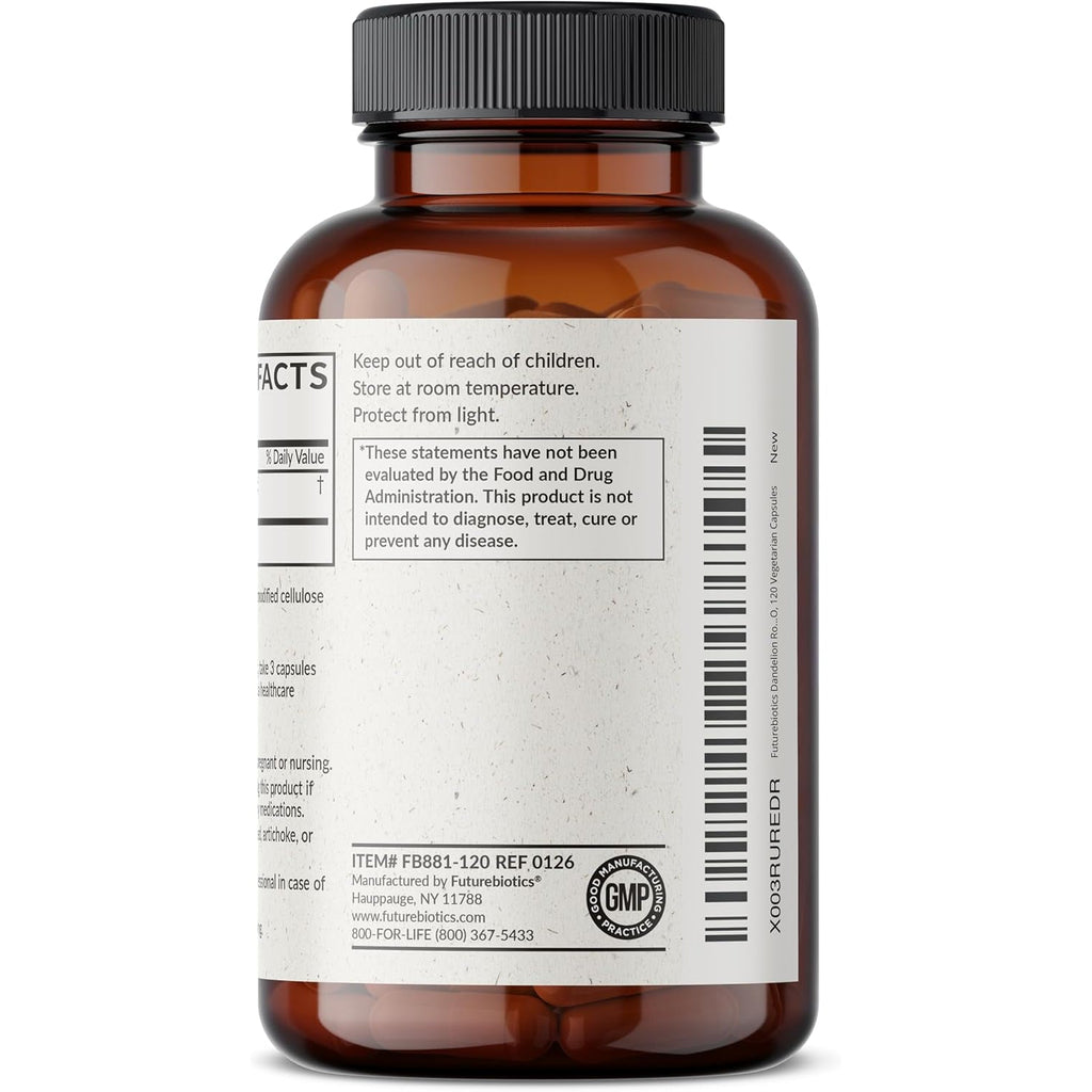 Futurebiotics Dandelion Extract Traditional Diuretic Herb, Non-Gmo, 120 Vegetarian Capsules