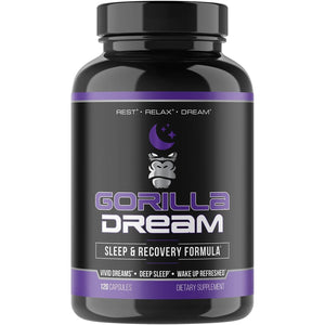 Gorilla Mind Dream Sleep Supplement (120 Capsules) - Nootropic Infused Comprehensive Sleep & Recovery Supplement - GABA, Melatonin, Valerian Root, Magnesium, L-Theanine, Sensoril, Ashwagandha & More