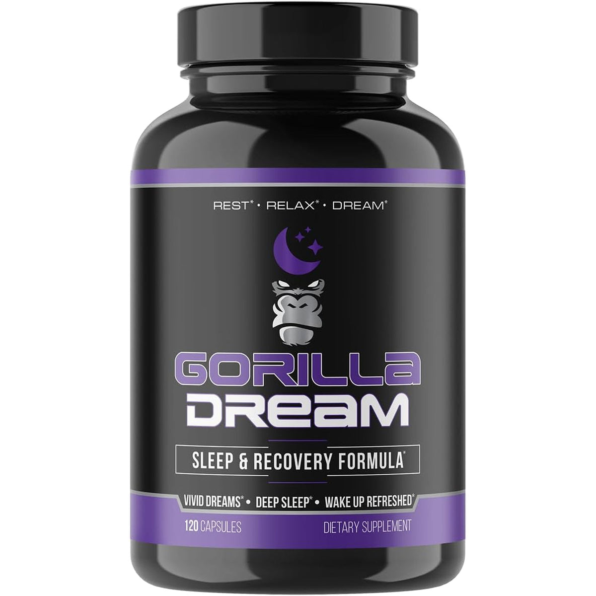 Gorilla Mind Dream Sleep Supplement (120 Capsules) - Nootropic Infused Comprehensive Sleep & Recovery Supplement - GABA, Melatonin, Valerian Root, Magnesium, L-Theanine, Sensoril, Ashwagandha & More