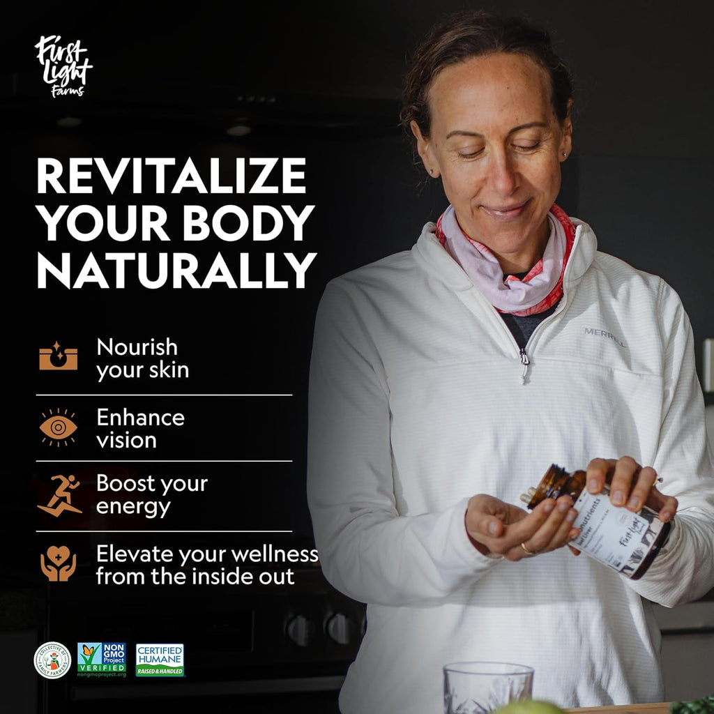 First Light Farms Grass-Fed Beef Liver Capsules | Nutrient-Dense Whole Food Nutrition, Freeze-Dried, Grassfed & Certified Humane | 180 Capsules for Energy, Immunity, and Overall Wellness