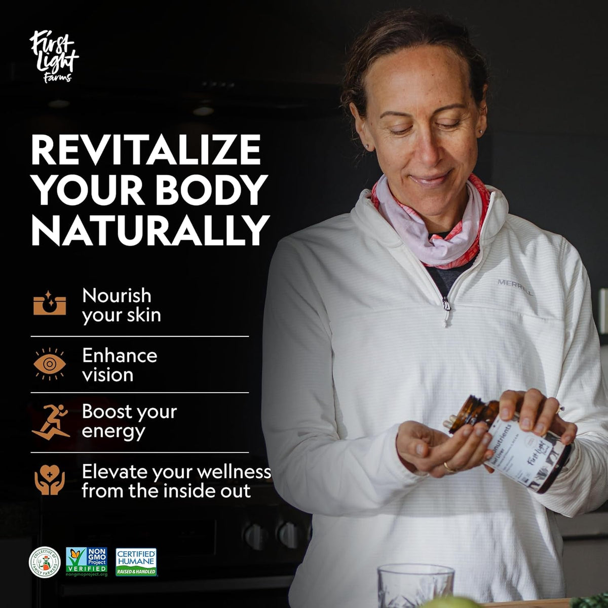 First Light Farms Grass-Fed Beef Liver Capsules | Nutrient-Dense Whole Food Nutrition, Freeze-Dried, Grassfed & Certified Humane | 180 Capsules for Energy, Immunity, and Overall Wellness