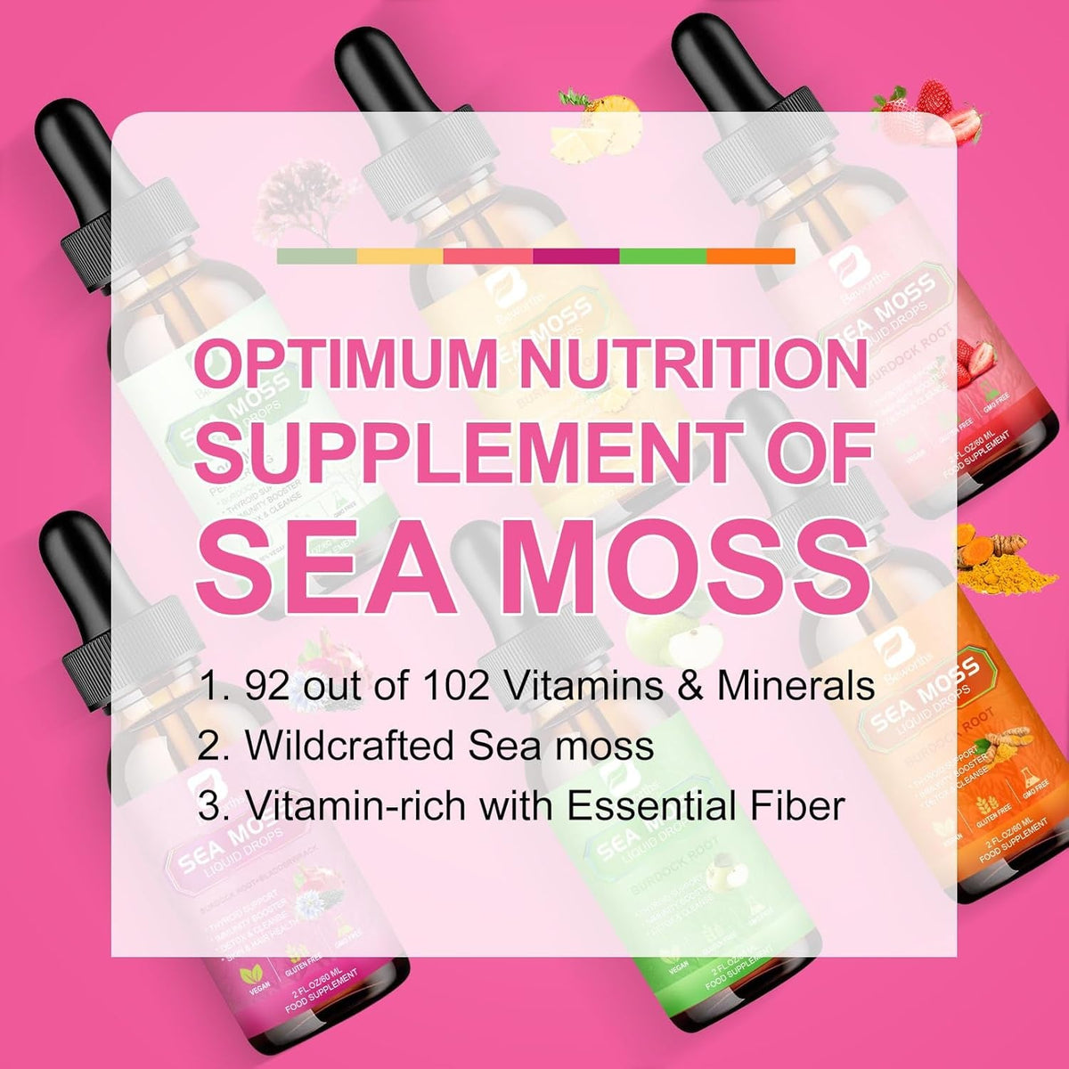 Sea Moss Liquid Drops - Organic Irish Sea Moss with Black Seed Oil, Ashwagandha, Soursop, Bladderwrack, Burdock Root, Elderberry, Turmeric | Seamoss for Immune Support, Energy, Hair & Digestion -Vegan