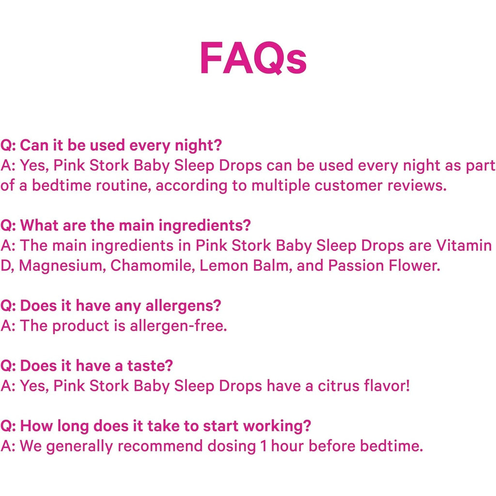 Pink Stork Baby Sleep Drops, Naturally Support Sleep without Melatonin for Infants, Toddlers, and Kids, Chamomile and Magnesium, Baby Essentials for Bedtime, 1 Oz, 30 Servings